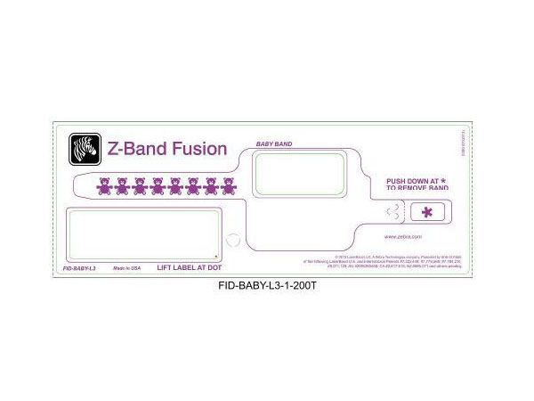 Caja de 5 Rollos de Brazaletes Zebra (talla bebé) Z-Band Fusion (con borde rojo)