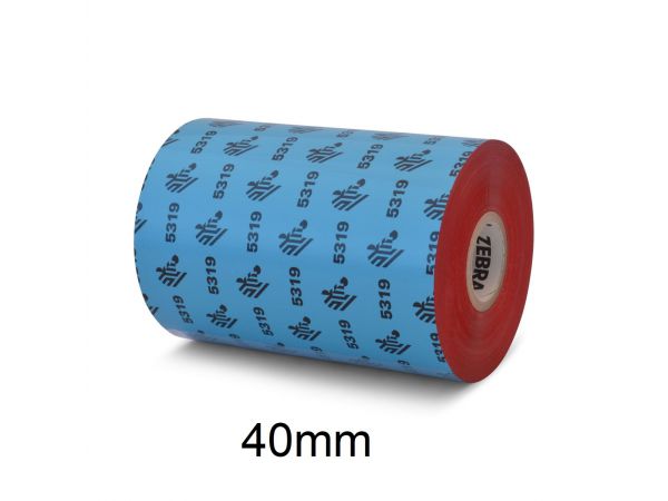 Rollo de Ribbon Zebra 40mm 5319 Cera 450M para Impresoras Industriales