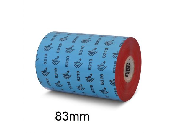 Rollo de Ribbon Zebra 83mm 5319 Cera 450M para Impresoras Industriales