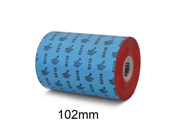 Rollo de Ribbon Zebra 102mm 5319 Cera 450M para Impresoras Industriales