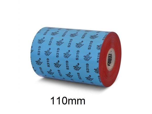 Rollo de Ribbon Zebra 110mm 5319 Cera 450M para Impresoras Industriales