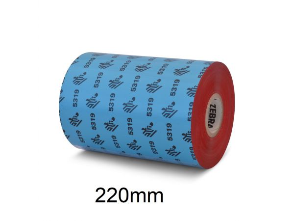 Rollo de Ribbon Zebra 220mm 5319 Cera 156M para Impresoras Strata