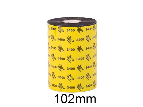 Rollo de Ribbon Zebra 102mm 3400 High Performance Cera/Resina 450M para Impresoras Industriales