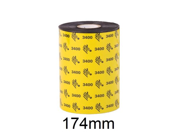 Rollo de Ribbon Zebra 174mm 3400 High Performance Cera/Resina 450M para Impresoras Industriales