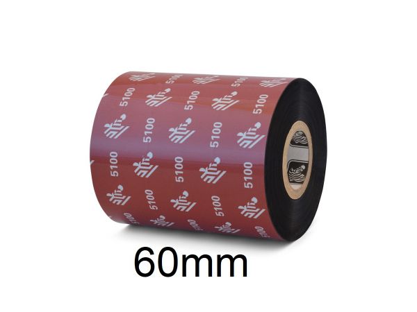 Rollo de Ribbon Zebra 60mm 5100 Premium Resina 450M para Impresoras Industriales