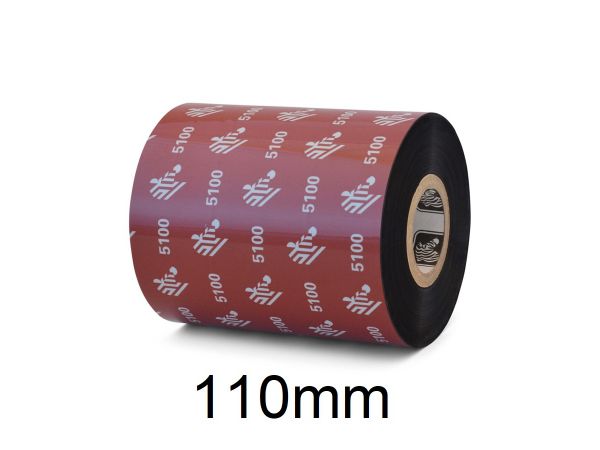 Rollo de Ribbon Zebra 110mm 5100 Premium Resina 450M para Impresoras Industriales